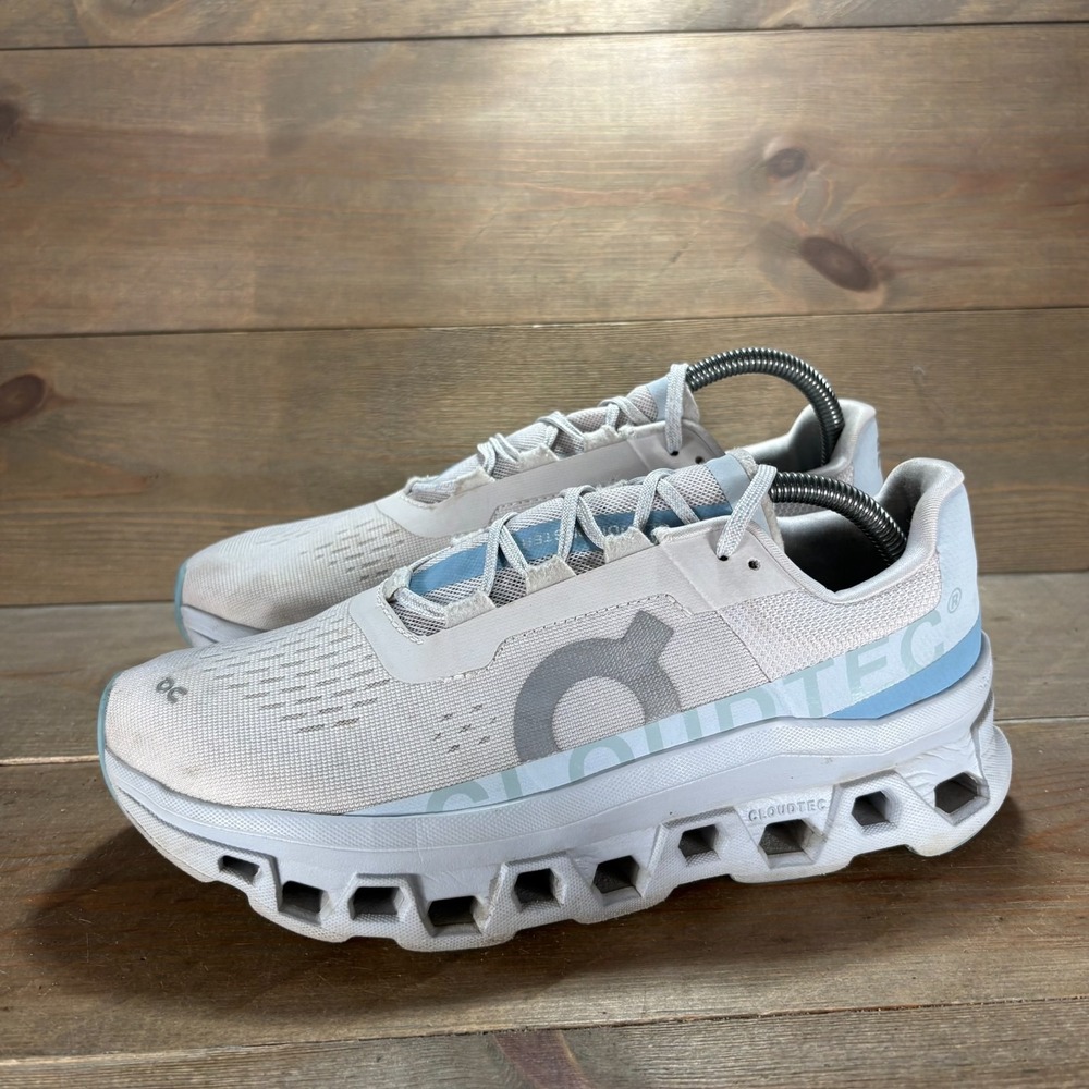 On Cloudmonster Womens size 8.5 shoes White Mesh Lace Up running sneakers
